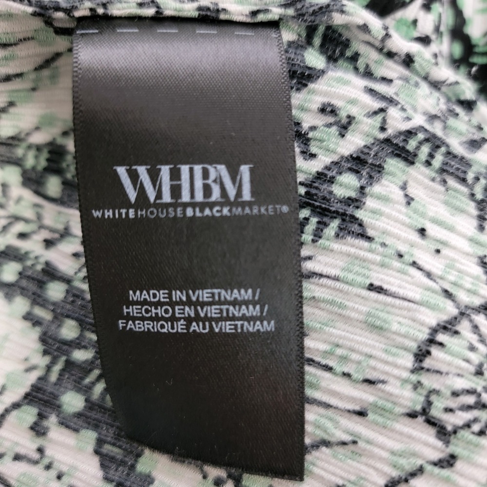 White House Black Market Blouse Women L Mint Green Damask Print Long Sleeve Top - Picture 7 of 14